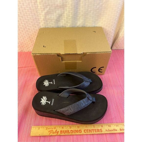 Ingari platform flip flop sandals size 8-8.5 light weight Blue sparkle strap - Picture 4 of 5